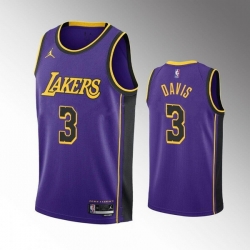 Men Los Angeles Lakers 3 Anthony Davis Statement Edition Purple Stitched Basketball Jersey
