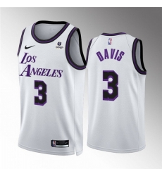 Men Los Angeles Lakers 3 Anthony Davis White City Edition Stitched Basketball Jersey