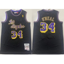 Men Los Angeles Lakers 34 Shaquille O 27Neal Black 1997 98 Black Throwback Basketball Jersey
