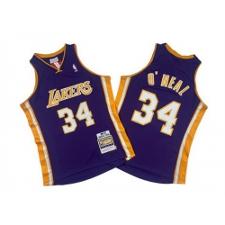 Men Los Angeles Lakers 34 Shaquille O 27Neal Purple 1999 00 Throwback Basketball Jersey