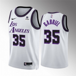 Men Los Angeles Lakers 35 Wenyen Gabriel White City Edition Stitched Basketball Jersey