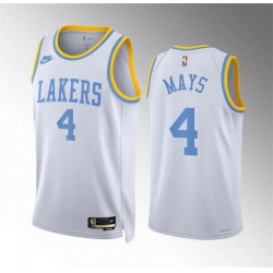 Men Los Angeles Lakers 4 Skylar Mays White Classic Edition Stitched Basketball Jersey