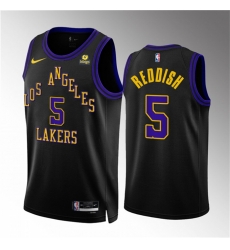 Men Los Angeles Lakers 5 Cam Reddish Black 2023 24 City Edition Stitched Basketball Jersey
