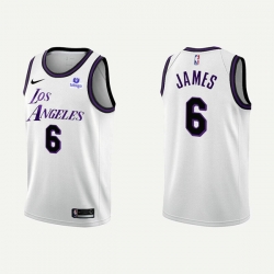 Men Los Angeles Lakers 6 LeBron James 2022 23 White Stitched Basketball Jersey