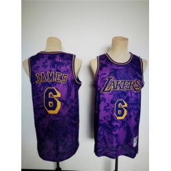 Men Los Angeles Lakers 6 LeBron James 2022 Purple Lunar New Year Tiger CNY 4 0 HWC Stitched Basketball Jersey