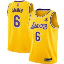 Men Los Angeles Lakers 6 LeBron James Bibigo Yellow Stitched Basketball Jersey