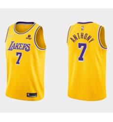 Men Los Angeles Lakers 7 Carmelo Anthony Bibigo Yellow Stitched Basketball Jersey