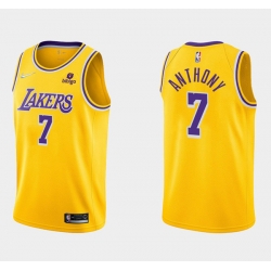 Men Los Angeles Lakers 7 Carmelo Anthony Bibigo Yellow Stitched Basketball Jersey