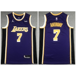 Men Los Angeles Lakers 7 Carmelo Anthony Purple Stitched Basketball Jersey
