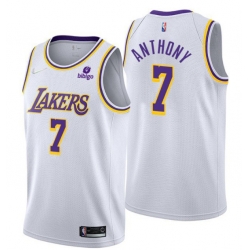 Men Los Angeles Lakers 7 Carmelo Anthony White 75th Anniversary Stitched Basketball Jersey