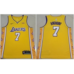 Men Los Angeles Lakers 7 Carmelo Anthony Yellow Stitched Basketball Jersey