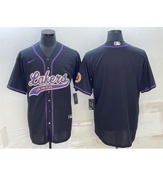 Men Los Angeles Lakers Blank Black Cool Base Stitched Baseball Jersey