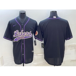 Men Los Angeles Lakers Blank Black Cool Base Stitched Baseball Jersey