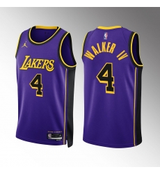 Men Los Angeles Lakers Lonnie Walker IV #4 Purple Stitched Basketball Jersey
