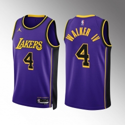 Men Los Angeles Lakers Lonnie Walker IV #4 Purple Stitched Basketball Jersey