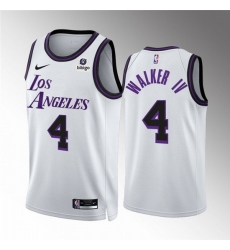 Men Los Angeles Lakers Lonnie Walker IV #4 White City Edition Stitched Basketball Jersey