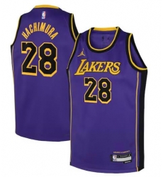 Men Los Angeles Lakers Rui Hachimura #28 Purple Stitched NBA Jersey