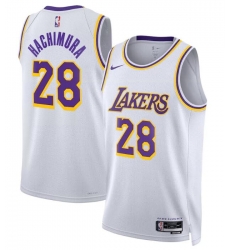 Men Los Angeles Lakers Rui Hachimura #28 White Stitched NBA Jersey