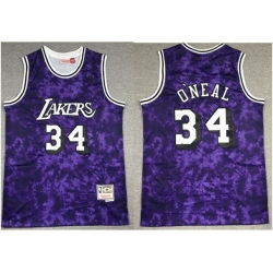 Men Los Angeles Lakers Shaq O'Neal 34 Purple Constellation Edition Hardwood Classic Mitchll Ness NBA Jersey