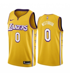 Men Nike Lakers 0 Russell Westbrook Men Unveil 2019 20 City Edition Swingman NBA Jersey Yellow