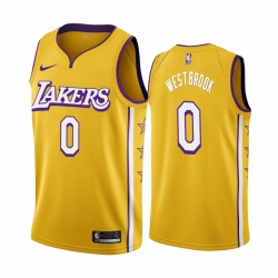 Men Nike Lakers 0 Russell Westbrook Men Unveil 2019 20 City Edition Swingman NBA Jersey Yellow