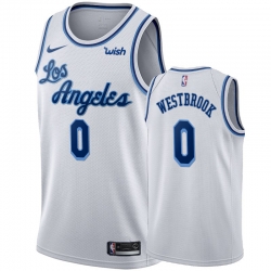 Men Nike Lakers 0 Russell Westbrook White 2019 20 Hardwood Classic Edition Stitched NBA Jersey