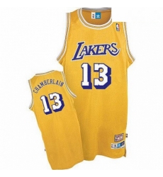 Mens Adidas Los Angeles Lakers 13 Wilt Chamberlain Authentic Gold Throwback NBA Jersey