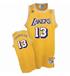Mens Adidas Los Angeles Lakers 13 Wilt Chamberlain Swingman Gold Throwback NBA Jersey