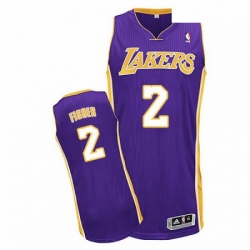 Mens Adidas Los Angeles Lakers 2 Derek Fisher Authentic Purple Road NBA Jersey 