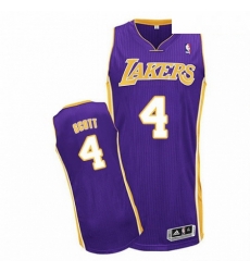 Mens Adidas Los Angeles Lakers 4 Byron Scott Authentic Purple Road NBA Jersey