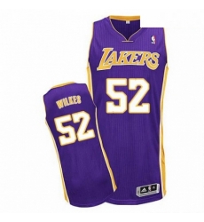 Mens Adidas Los Angeles Lakers 52 Jamaal Wilkes Authentic Purple Road NBA Jersey