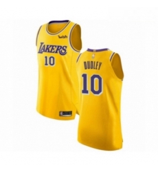Mens Los Angeles Lakers 10 Jared Dudley Authentic Gold Basketball Jersey Icon Edition 