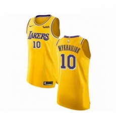 Mens Los Angeles Lakers 10 Sviatoslav Mykhailiuk Authentic Gold Basketball Jersey Icon Edition 
