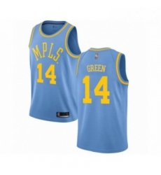 Mens Los Angeles Lakers 14 Danny Green Authentic Blue Hardwood Classics Basketball Jersey 