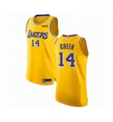 Mens Los Angeles Lakers 14 Danny Green Authentic Gold Basketball Jersey Icon Edition 