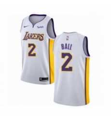 Mens Los Angeles Lakers 2 Lonzo Ball Authentic White Basketball Jersey Association Edition