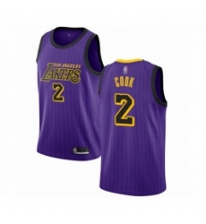 Mens Los Angeles Lakers 2 Quinn Cook Authentic Purple Basketball Jersey City Edition 