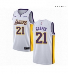 Mens Los Angeles Lakers 21 Michael Cooper Authentic White Basketball Jersey Association Edition