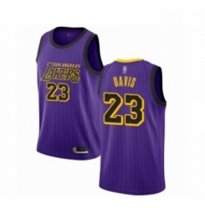 Mens Los Angeles Lakers 23 Anthony Davis Authentic Purple Basketball Jersey City Edition 