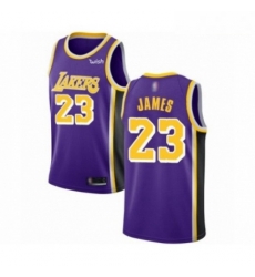 Mens Los Angeles Lakers 23 LeBron James Authentic Purple Basketball Jerseys Statement Editi 