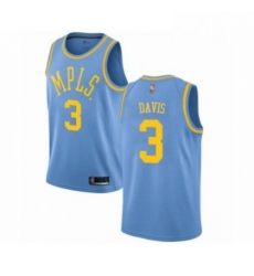 Mens Los Angeles Lakers 3 Anthony Davis Authentic Blue Hardwood Classics Basketball Jersey 
