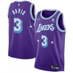 Men's Los Angeles Lakers #3 Anthony Davis Bibigo Purple City Edition Stitched Jersey