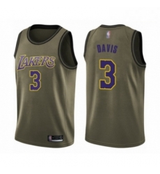 Mens Los Angeles Lakers 3 Anthony Davis Swingman Green Salute to Service Basketball Jersey 