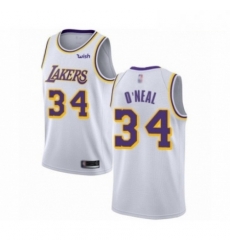 Mens Los Angeles Lakers 34 Shaquille ONeal Swingman White Basketball Jerseys Association Editi