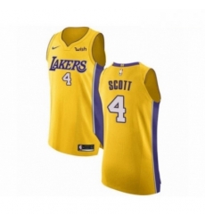 Mens Los Angeles Lakers 4 Byron Scott Authentic Gold Home Basketball Jersey Icon Edition