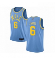 Mens Los Angeles Lakers 6 LeBron James Authentic Blue Hardwood Classics Basketball Jersey 