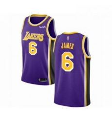 Mens Los Angeles Lakers 6 LeBron James Authentic Purple Basketball Jersey Statement Edition 