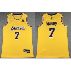 Men's Los Angeles Lakers #7 Carmelo Anthony 2021 22 City Edition Yellow Stitched Jersey