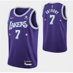 Men's Los Angeles Lakers #7 Carmelo Anthony Purple 2021 City Edition 75th Anniversary Stitched Jersey