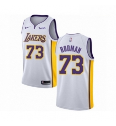 Mens Los Angeles Lakers 73 Dennis Rodman Authentic White Basketball Jersey Association Edition